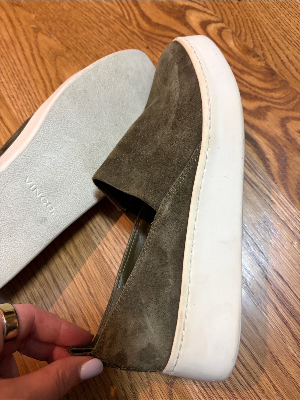 Vince Olive Suede Slip-On Loafers - Picture 5 of 5